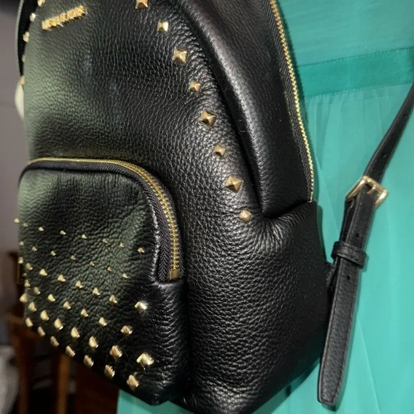 Michael Kors Black Leather Backpack Bag studs - Picture 3 of 10